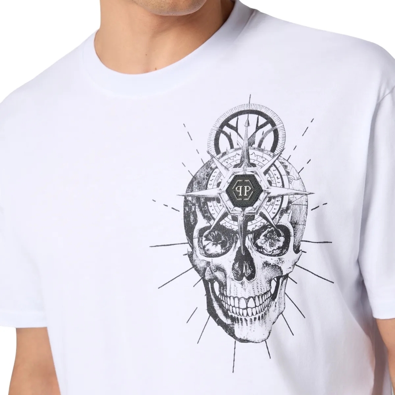 Philipp Plein T-Shirt Round Neck T-Shirt Skull Tattoo weiss(Image 5)