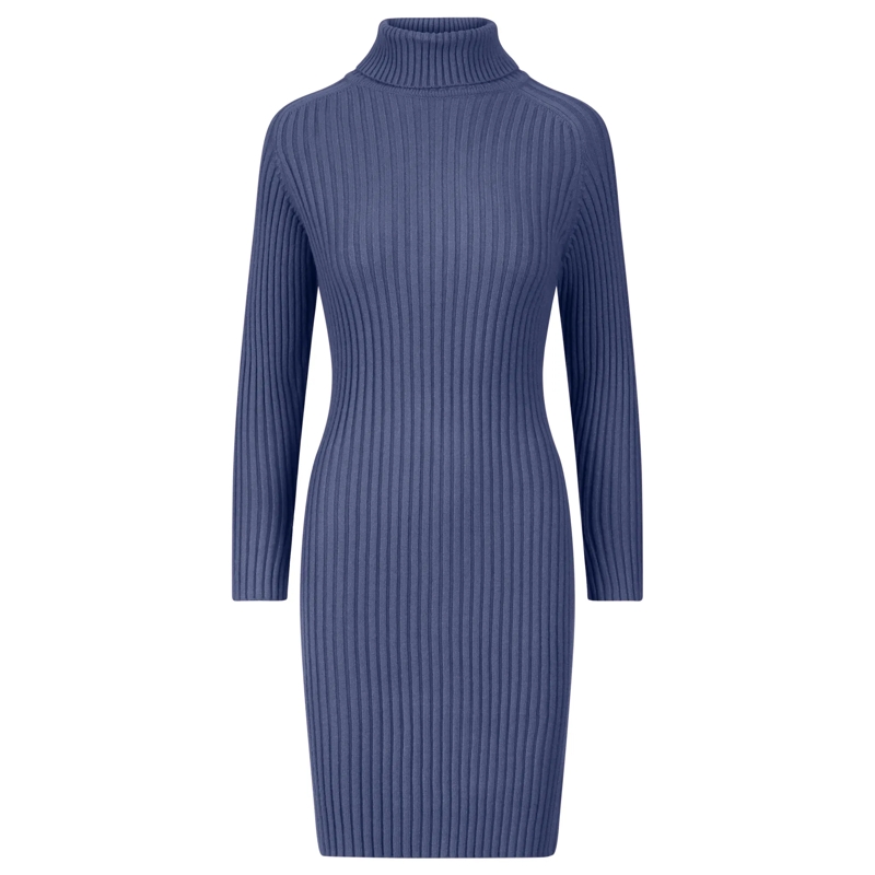 Apart Strickkleid Rippenstrickkleid blau