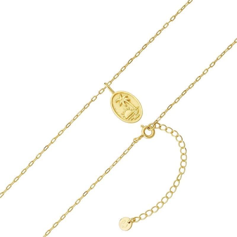 Glanzstücke München Mittellange Halskette Sterling Silber Halskette Sonnenuntergang/Palme gold(Image 3)