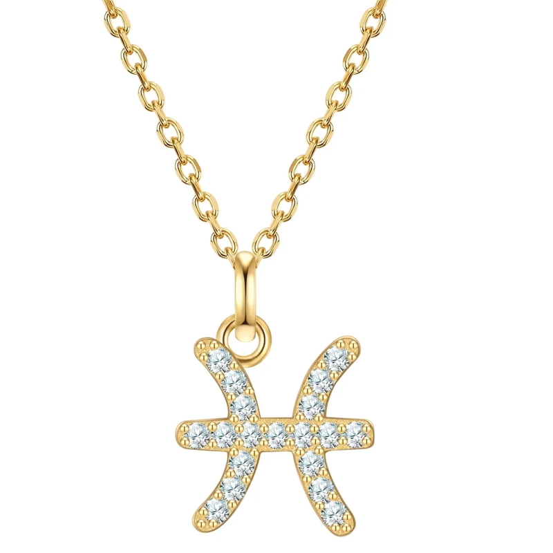 Glanzstücke München Mittellange Halskette Sterling Silber Halskette Zirkonia Sternzeichen Fi gold