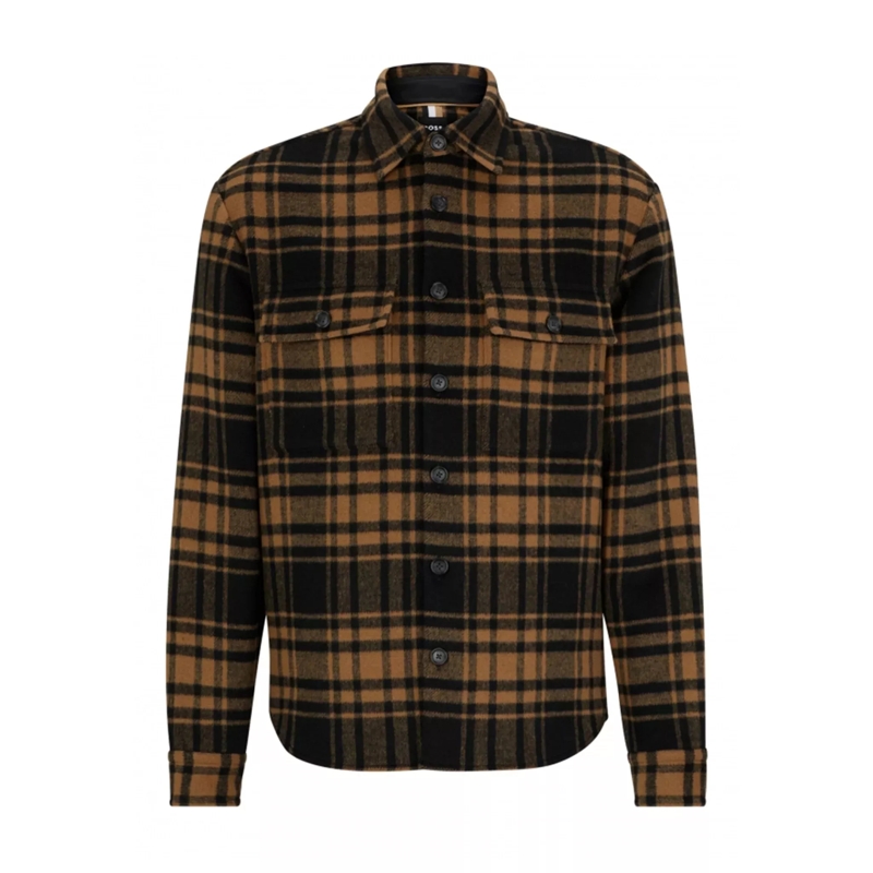 Boss  Kariertes Hemd aus Woll-Mix 47701961671002 Beige