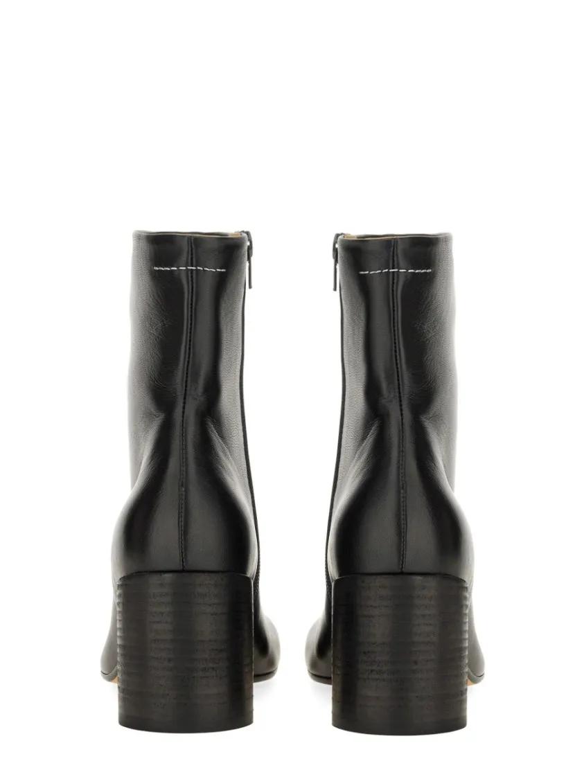 Thumbnail - MM6 Maison Margiela Stiefel - Anatomical Black Leather Ankle Boots - Gr. 36 (EU) - in Schwarz - für Damen