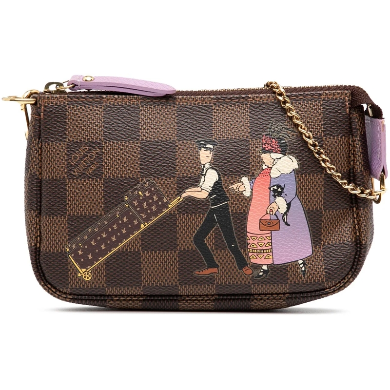 Louis Vuitton Fourre-tout Damier Ebene Illustre Mini Pochette Accessories braun