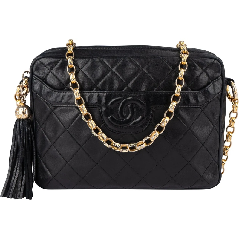 Chanel Tote Chanel Quilted Lambskin CC Camera Crossbody Bag schwarz