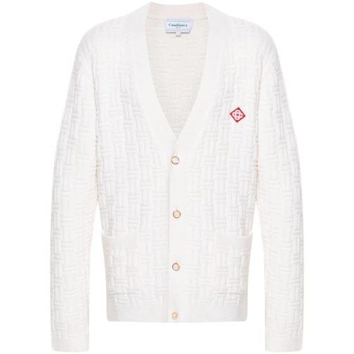 Casablanca White Column Stitch Cardigan White Strickjacke