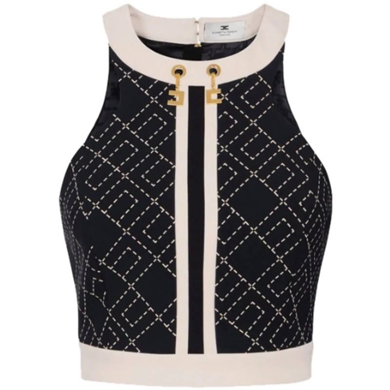 Elisabetta Franchi T-shirt Top Nerolatte schwarz