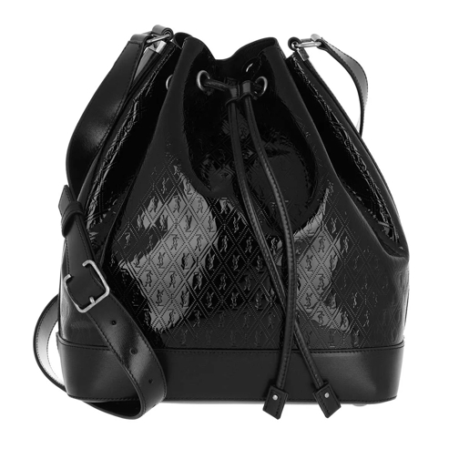 Saint Laurent Monogramme All Over Bucket Bag Patent Leather Black Bucket Bag
