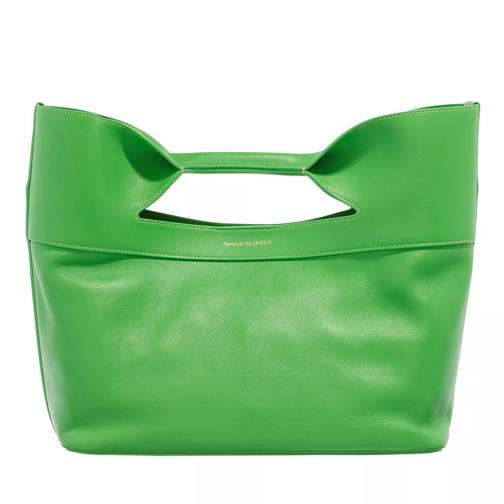 Alexander McQueen The Bow Small Handle Bag Leather Acid Green Rymlig shoppingväska