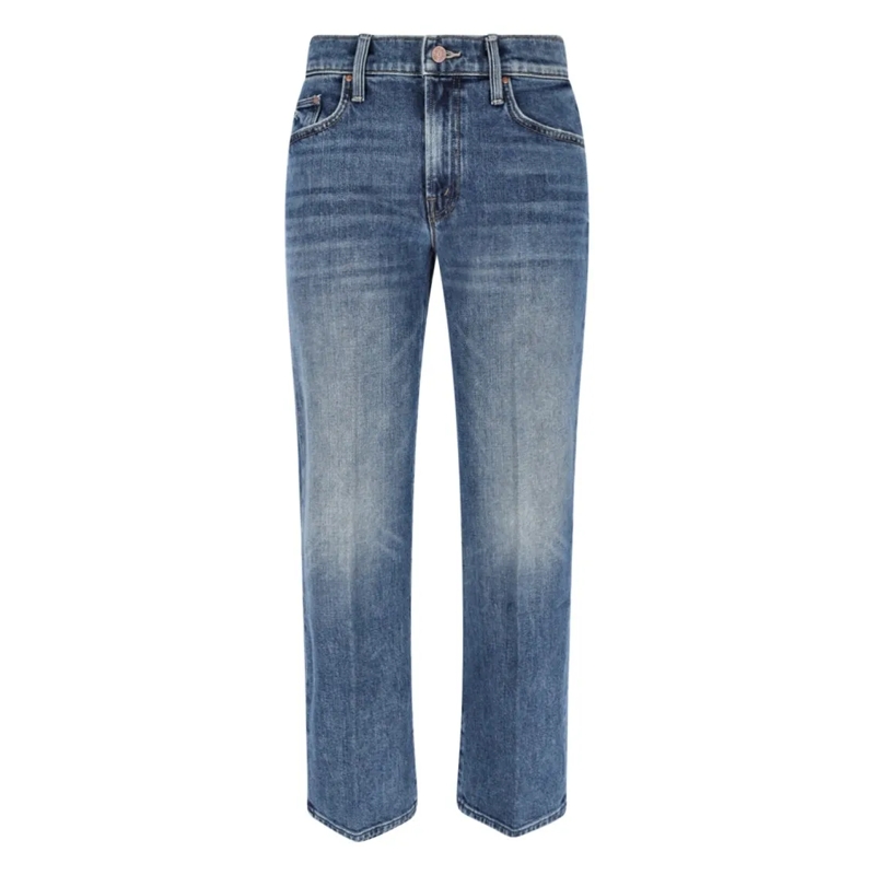 Mother Jeans Straight Jeans In Stretch Cotton Denim Blue