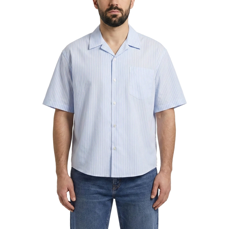 AMI Paris Hemd Light Blue Short-Sleeve Shirt With Pearl Accents Grey(Image 3)