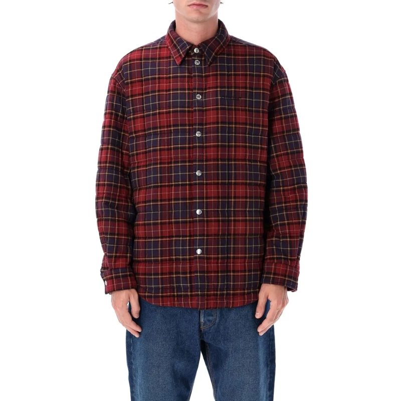 Off-White  Padded Check Cotton Shirt Jacket With Logo Black