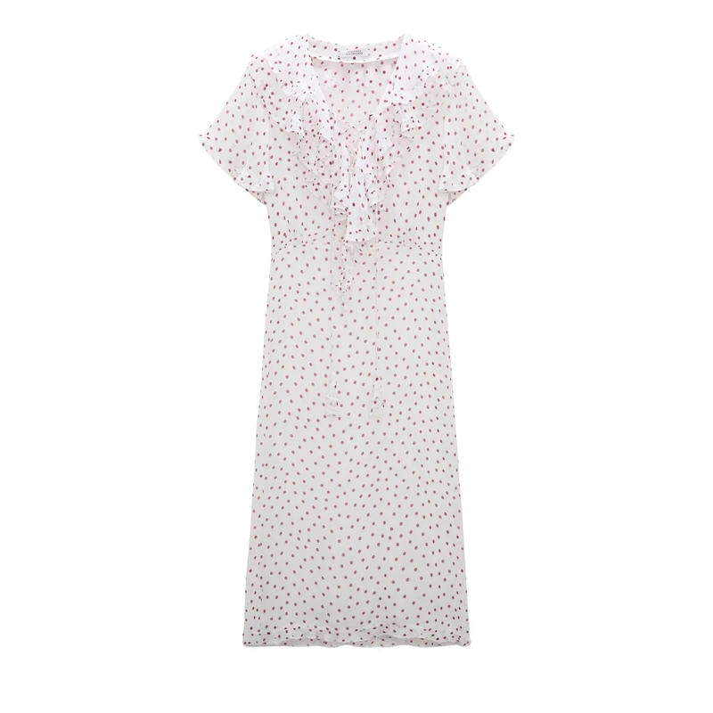 Dorothee Schumacher Midi-jurk DANCING DOTS dress colorful ribbon scarf