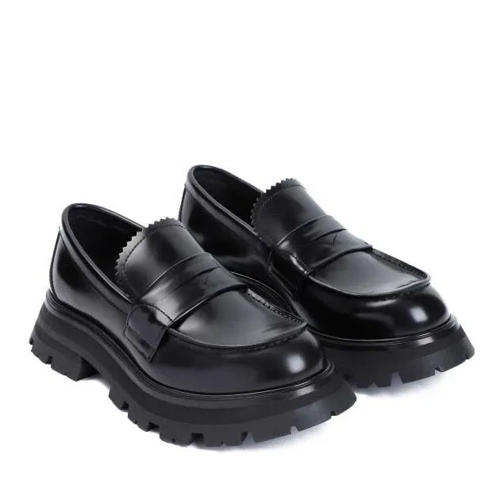 Alexander McQueen Black Brushed Calf Leather Loafers Black Pantofola ballerina