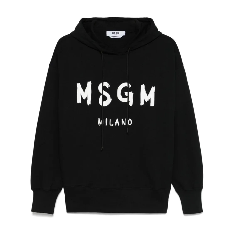 MSGM  Black Hoodie With Long Raglan Sleeves Black