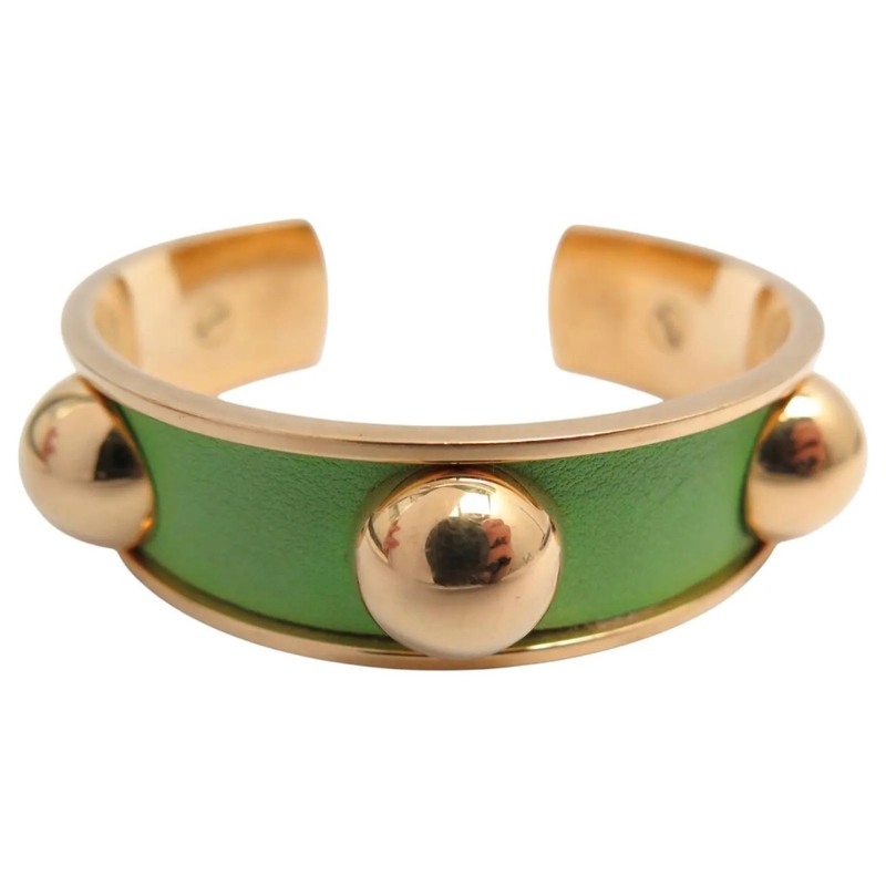 Hermès Armband HERMES ARMBAND AUS GRÃœNEM LEDER UND GOLDMETALL gold