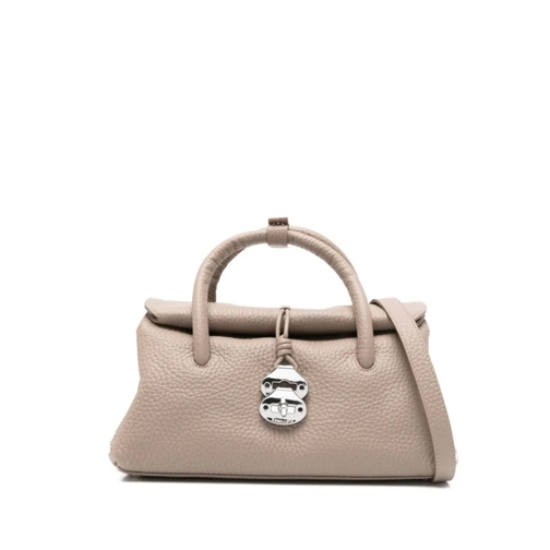 Zanellato Schoudertas Taupe Grey Calf Leather Handbag Pink