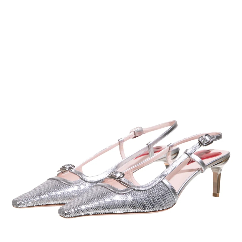 Roger Vivier Pumps Mini Buckle Sling Back Argento(Image 3)