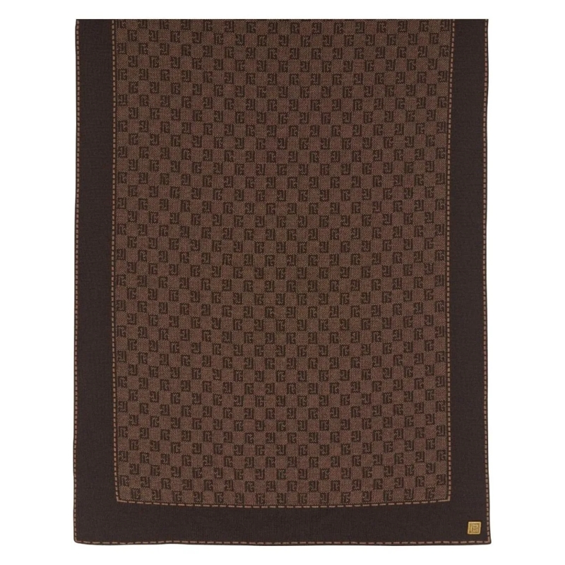 Balmain Écharpe légère Monogram Wool Scarf Brown