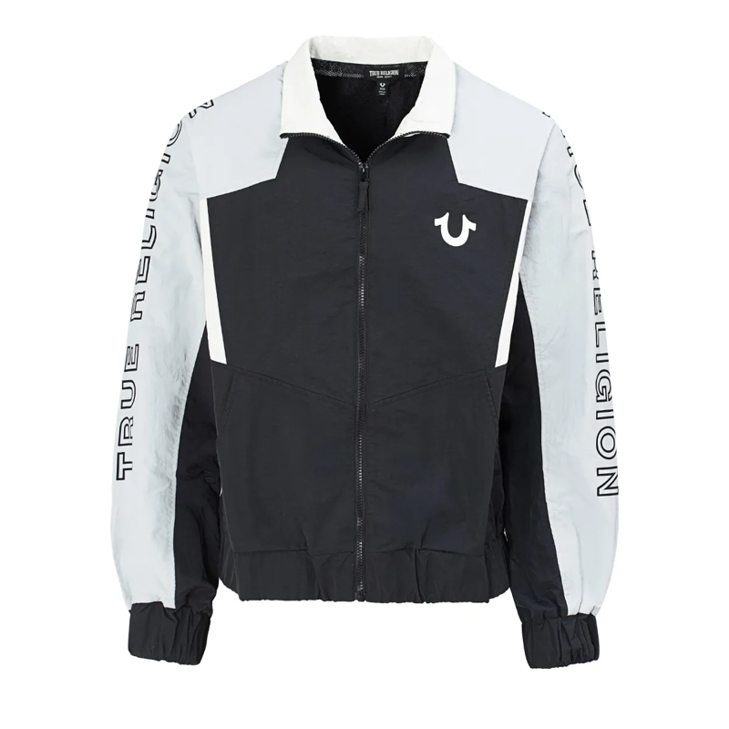 True Religion Daunenjacke - Windbreakter Flair- Geometrisches Colorblocking schwarz