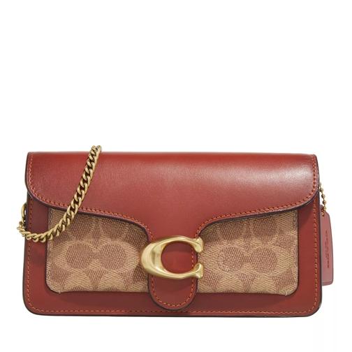 Coach Coated Canvas Signature Tabby Chain Clutch Tan Rust Crossbody Bag