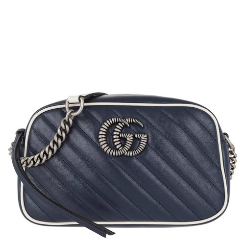 Gucci GG Marmont Matelasse Shoulder Bag Blue Agata/White Camera Bag