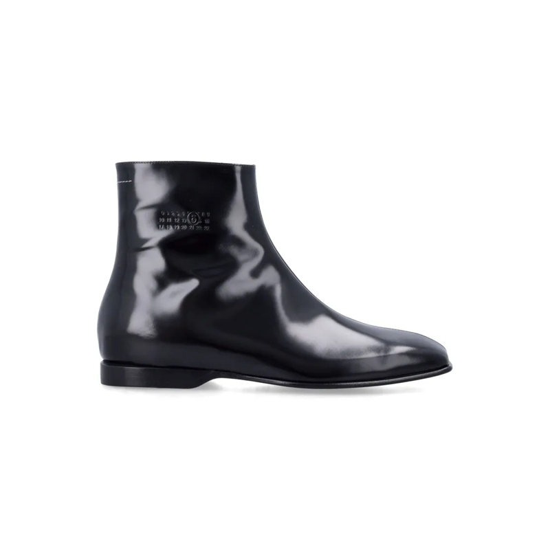 MM6 Maison Margiela Laarzen Bovine Leather Ankle Boots With Square Toe Black