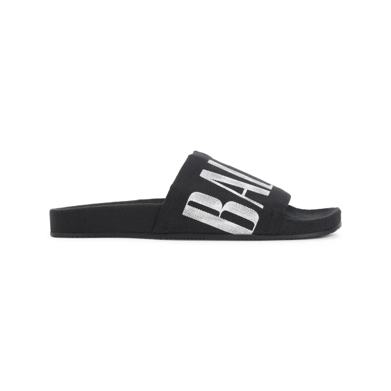 Balenciaga Loafer Black Slide Sandals With Bold Lettering Black