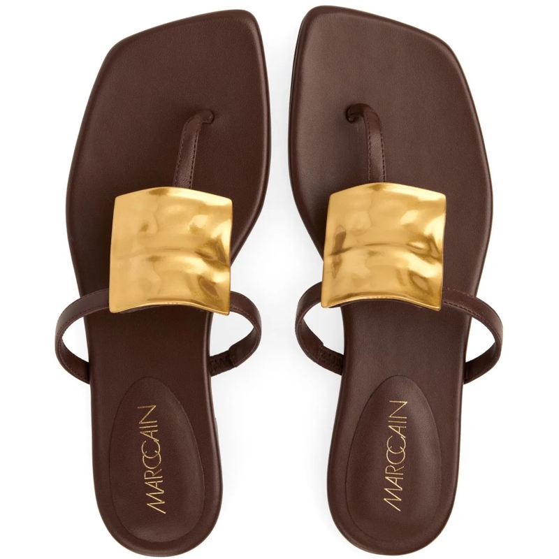 Marc Cain Sandalen Marccain Leather Toe Thongs With Decoration Teensl braun(Image 4)