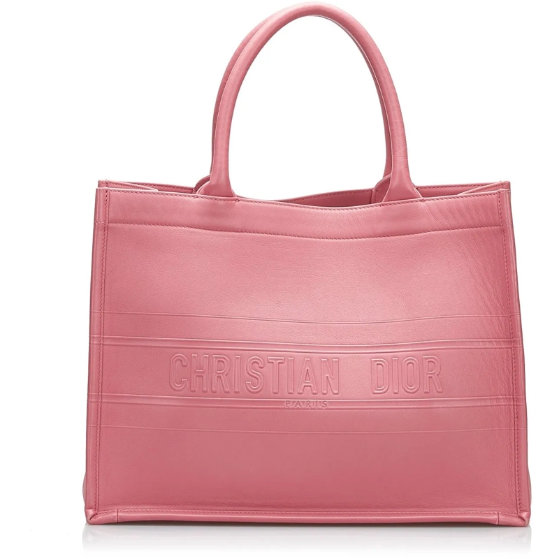Christian Dior Shopper Medium Embossed Book Tote rose