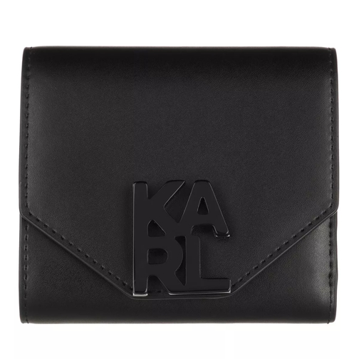 Karl Lagerfeld K/Karl Logo Small Flap Wallet A999 Black Tri-Fold Portemonnee