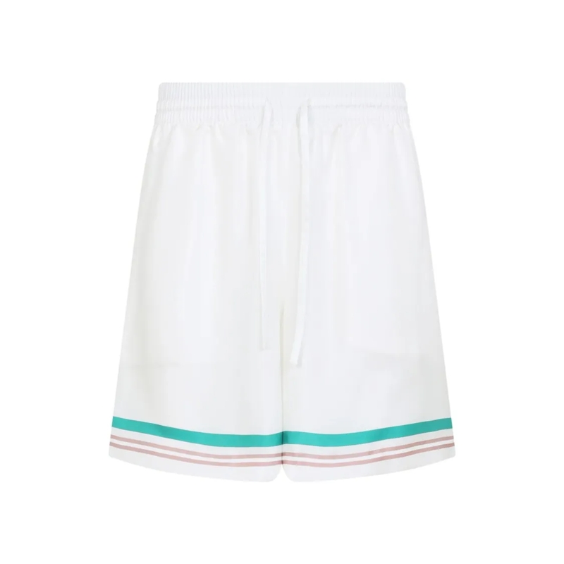 Casablanca Casual Shorts Silk Bermuda Shorts With Stripe White