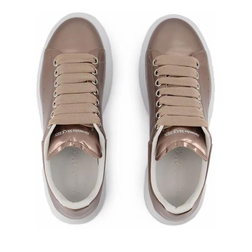 Alexander McQueen Oversized Sneakers Leather Beige Brown sneaker basse