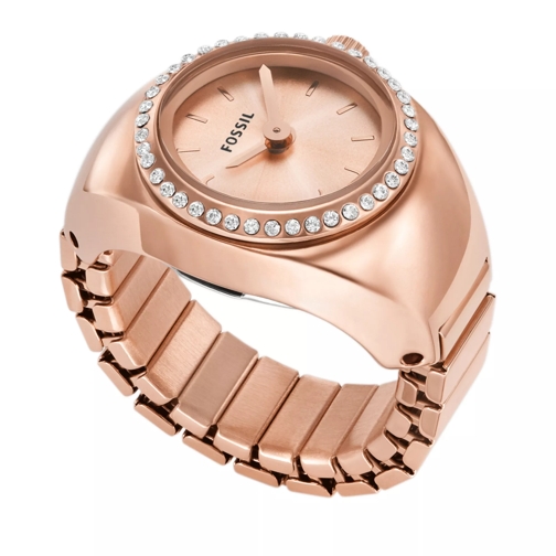 Fossil Watch Ring Two-Hand Stainless Steel Rose Gold Quartz Horloge