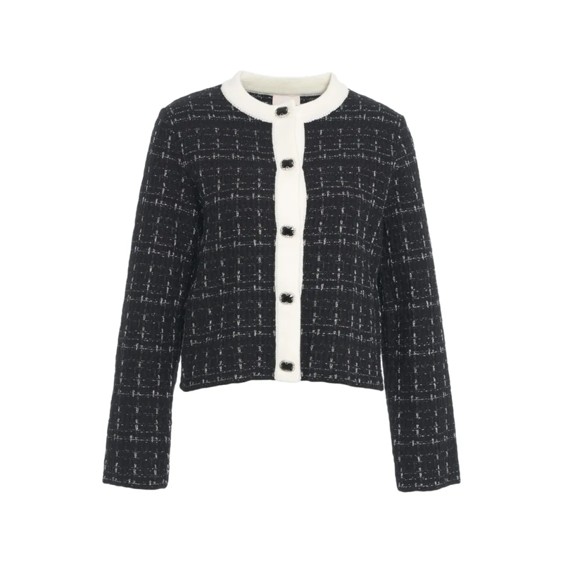 LIU JO Blazer Textured Tweed Jacket With Button Detailing Black