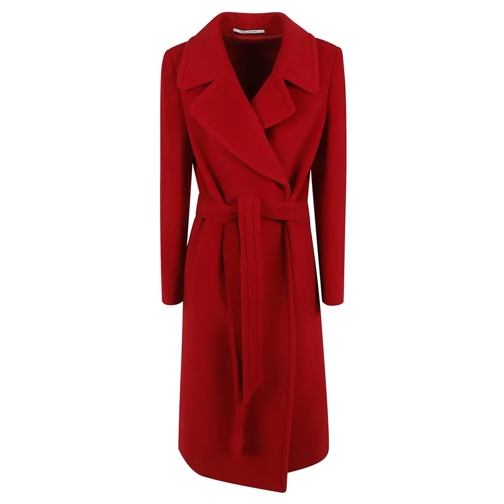 Tagliatore Manteaux transitionnels Ruby Red Virgin Wool-Cashmere Blend Belted Coat Red