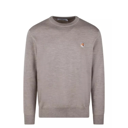 Maison Kitsune Fox Head Patch Sweater Grey 