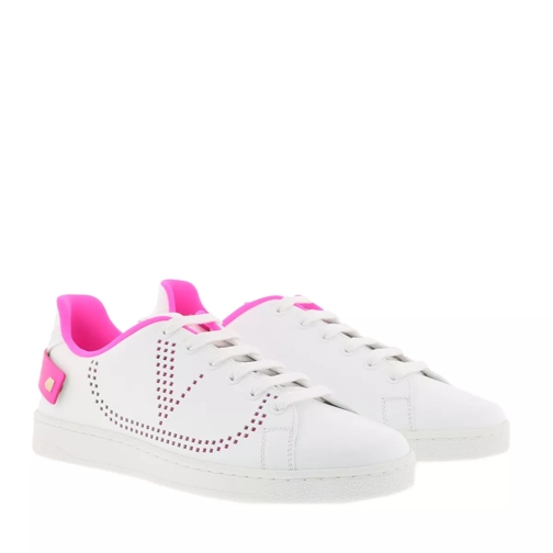 Valentino Garavani Backnet Sneakers Calfskin White Pink låg sneaker