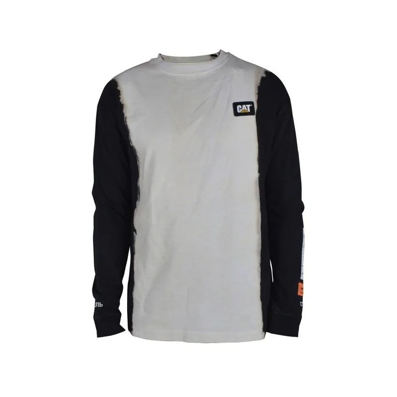Heron Preston Langärmeliges Oberteil Two-Tone Long Sleeve T-Shirt With Embroidered Logo White