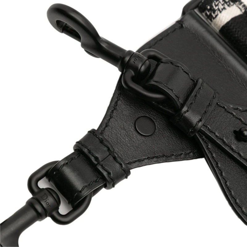 Christian Dior Schultertasche Canvas Logo Embroidered Shoulder Strap schwarz