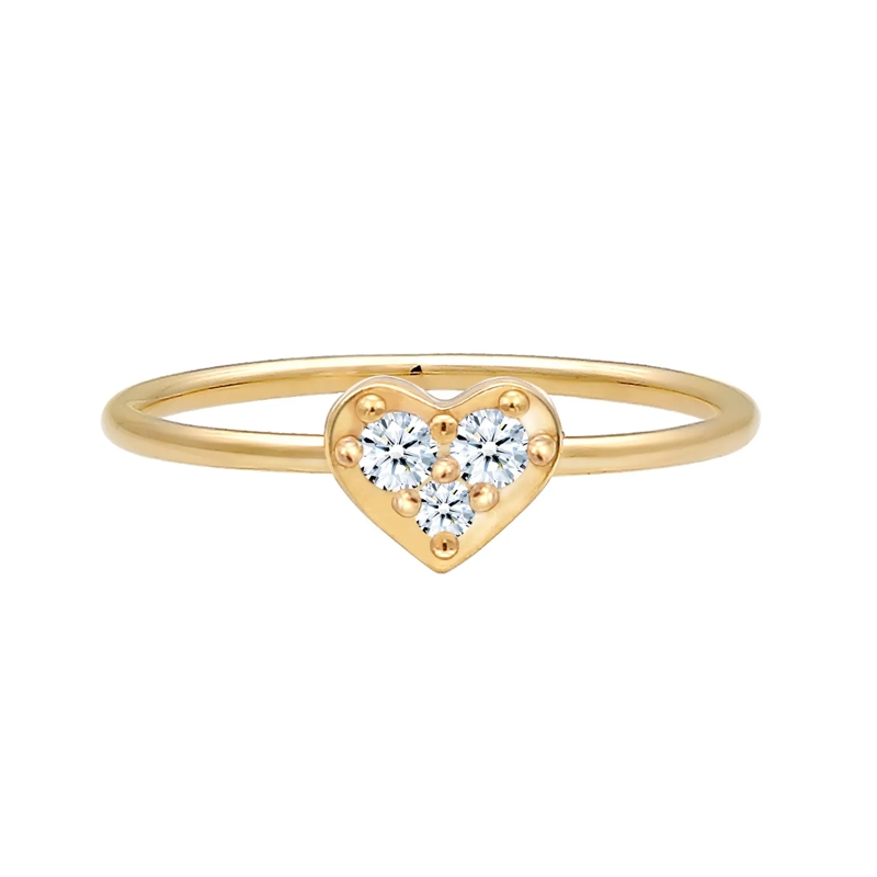 Elli Diamantring Ring Herz Trio Diamant (0.075 ct.)Romantik 585 Gel gold(Image 2)