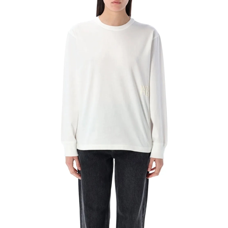 T by Alexander Wang Haut à manches longues Essential Puff Logo T-Shirt White
