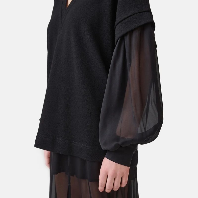 Helene Galwas Bluse V-Ausschnitt Pullover LEANDRA- Locker geschnitte schwarz(Image 4)