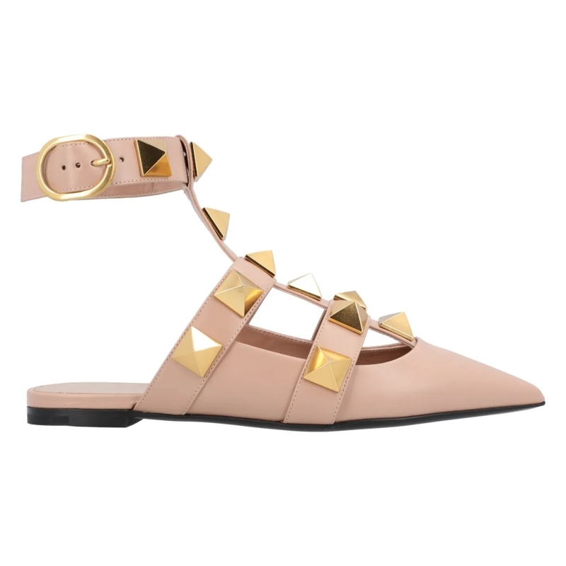 Valentino Garavani Mules Pointed Toe Ballerinas With Roman Stud Rivets And  Neutrals