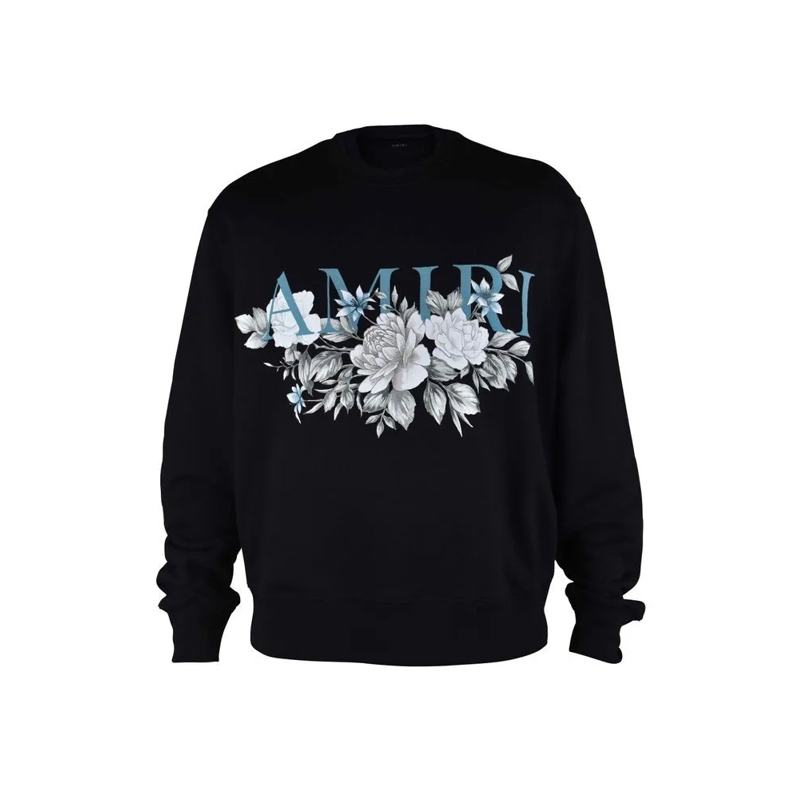 Amiri  Black Cotton Sweatshirt With Turquoise Logo Black