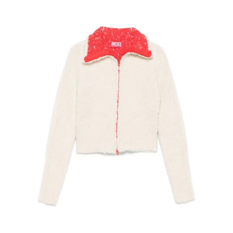 Diesel Shearling-Jacke Cropped White Jacket White