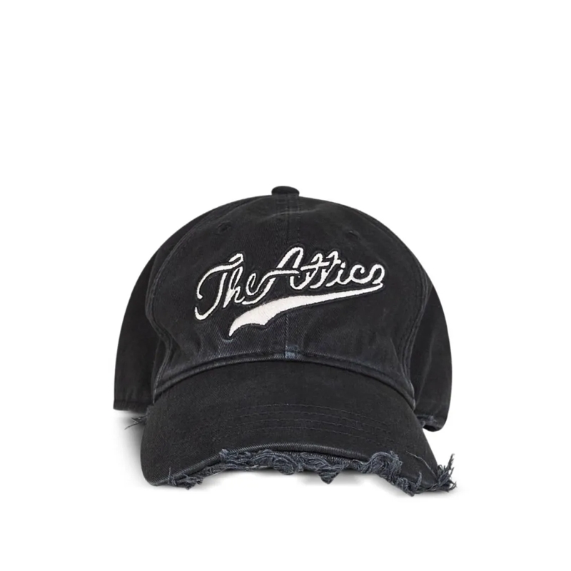 The Attico Hoed Embroidered Black Cotton Canvas Baseball Cap Black
