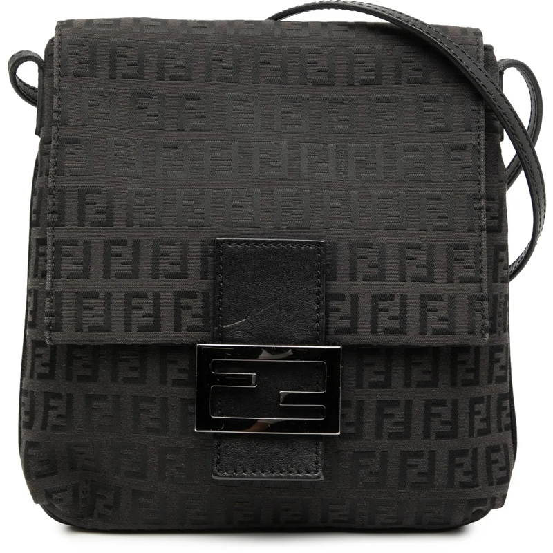 Fendi Schultertasche Zucchino Canvas Crossbody schwarz