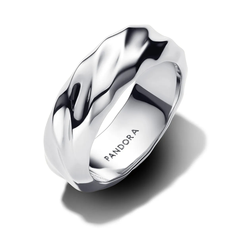 Pandora Ring Rippled Wide Band Ring Sterling Silber