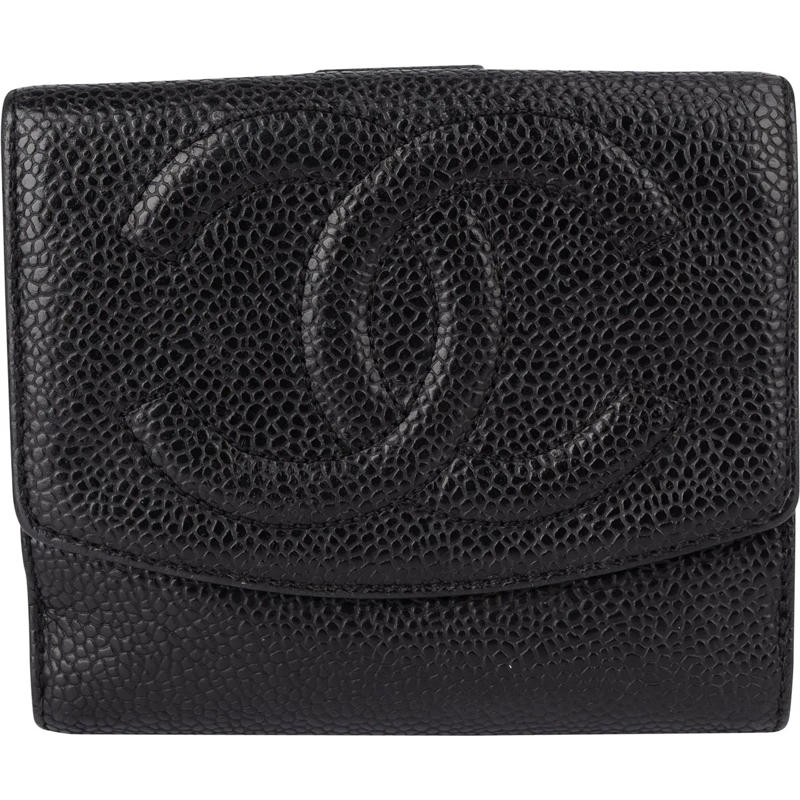 Chanel Geldbörse Chanel Noir Caviar Leather CC Wallet schwarz