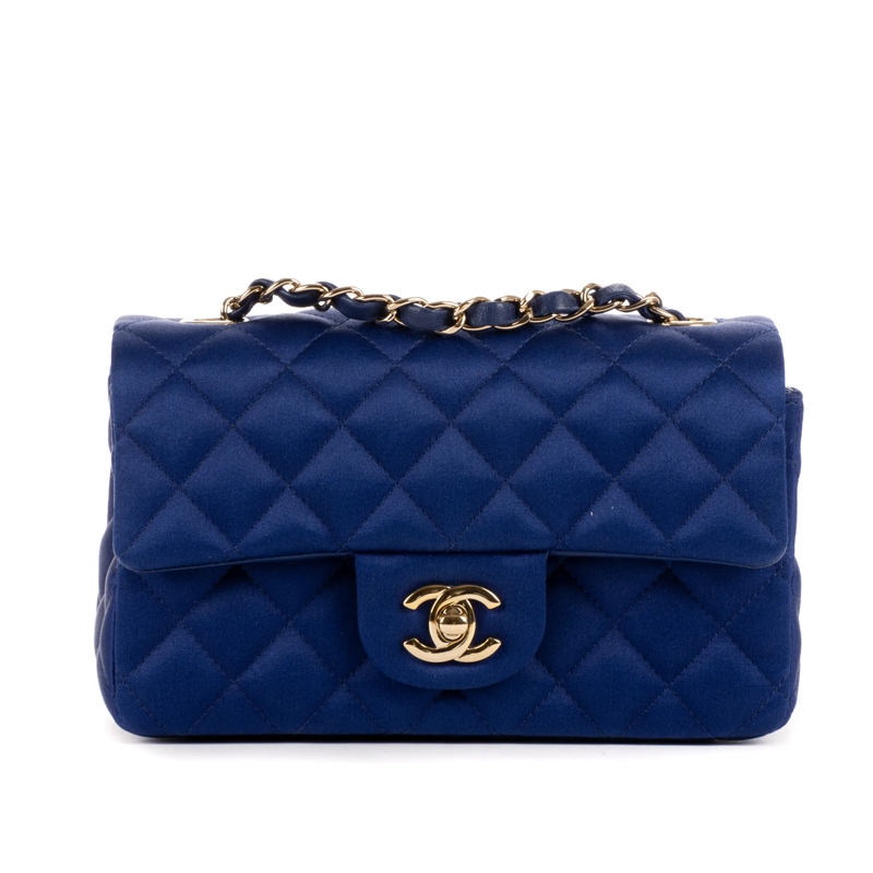 Chanel Crossbody Bag Classic Flap Satin blau